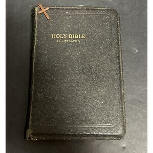 Holy Bible Illustrated King James KJV Zipper World Publish Red Edge Leather Blk
